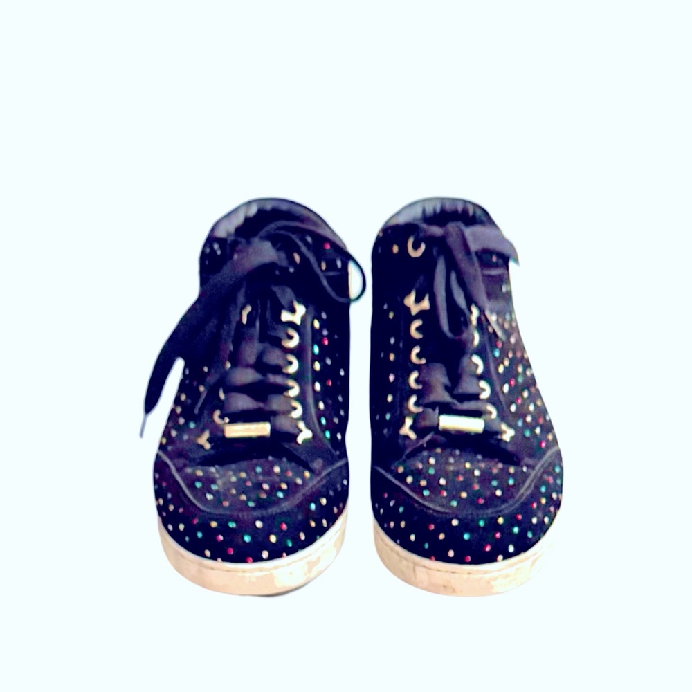 JIMMMY  CHOO black suede/swarovski lace up sneakers sz38.5(8) $139